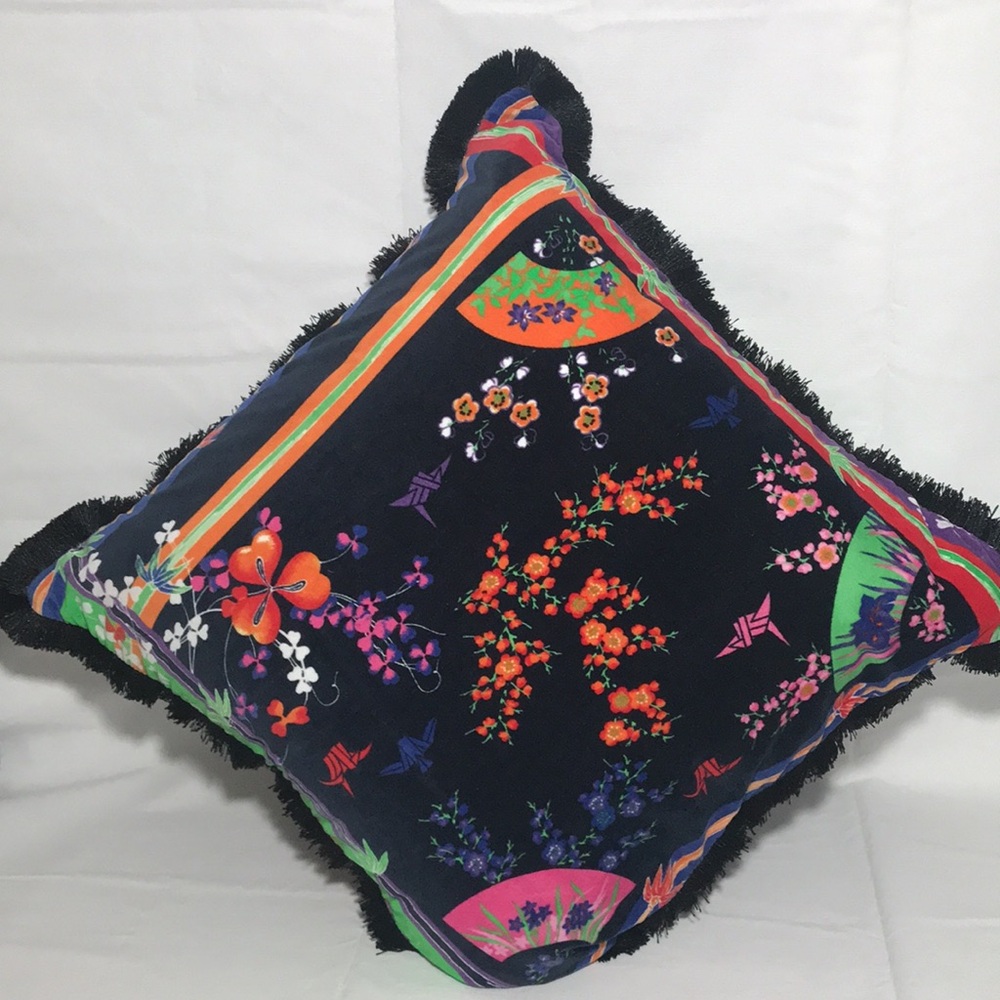 Gianni Versace for H&M Brand Pillow Japanese Floral Theme Down Filled Size 20”